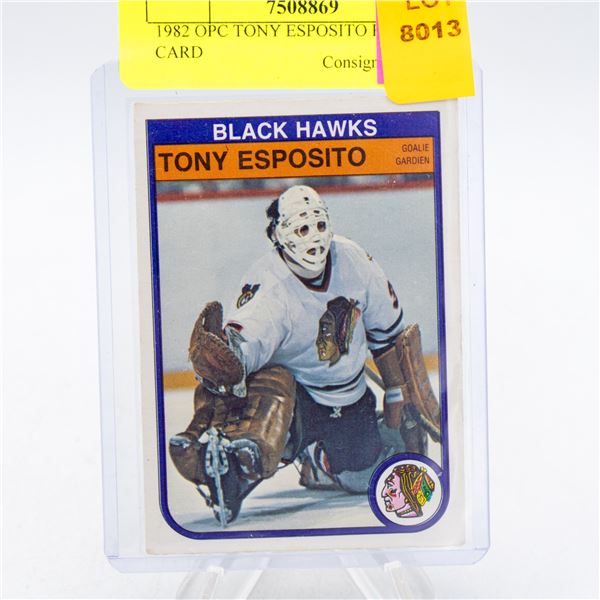 1982 OPC TONY ESPOSITO HOCKEY CARD