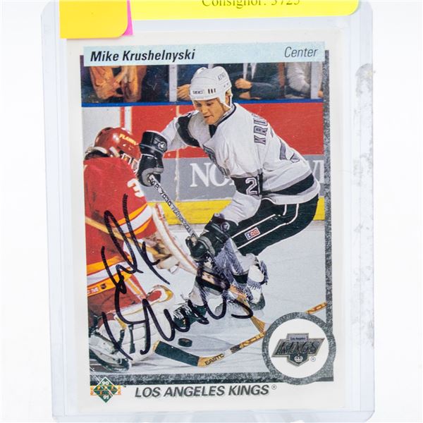 1990 SIGNED MIKE KRUSHELNYSKI HOCKEY CARD NO COA