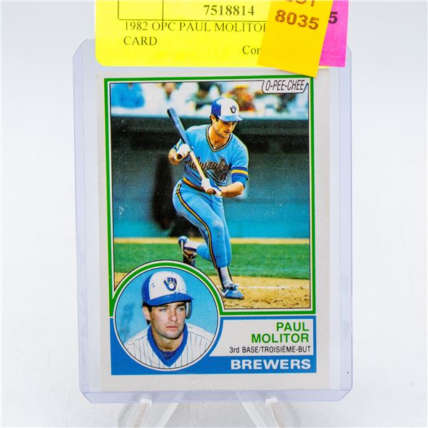 1982 OPC PAUL MOLITOR BASEBALL CARD