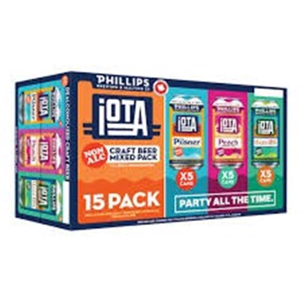 NEW 15PK OF PHILLIPS IOTA NON ALCOHOLIC CRAFT BEER
