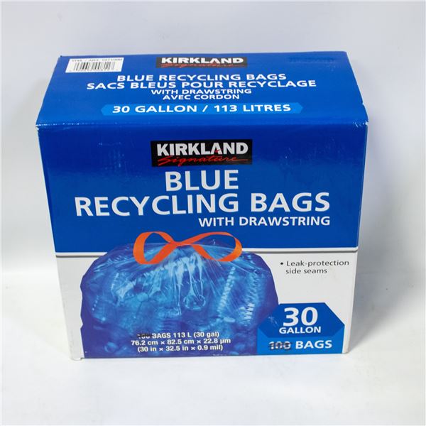 KIRKLAND BLUE RECYCLING BAGS WITH DRAWSTRING 30G