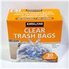Image 1 : KIRKLAND CLEAR TRASH BAGS WITH SMART TIE 39G/147L