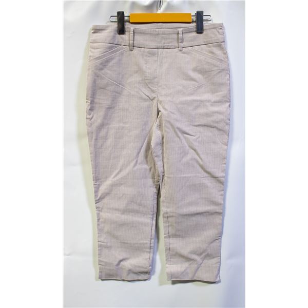 HILARY WOMENS CAPRI PANTS BROWN STRIPES SIZE 8
