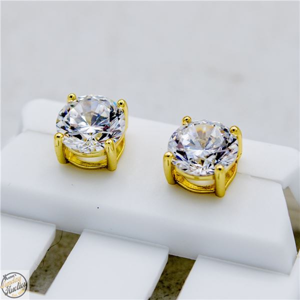 NEW GOLD PLATED ROUND STUD EARRINGS