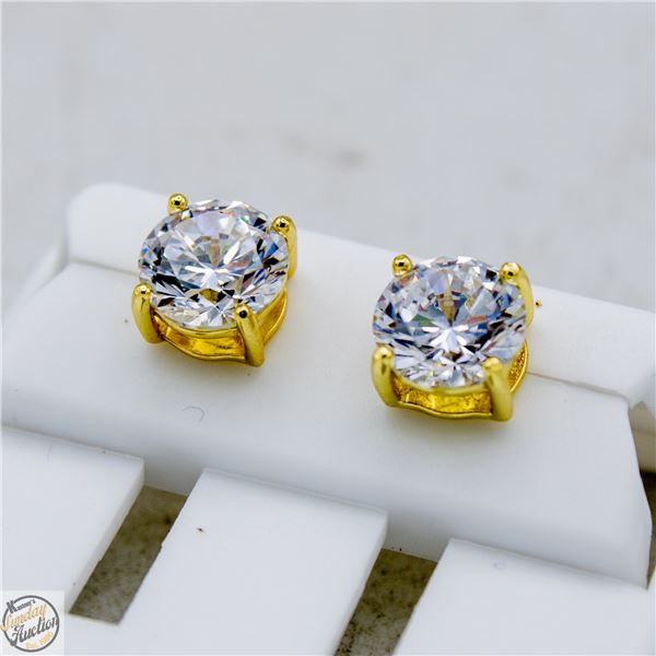 NEW GOLD PLATED ROUND STUD EARRINGS