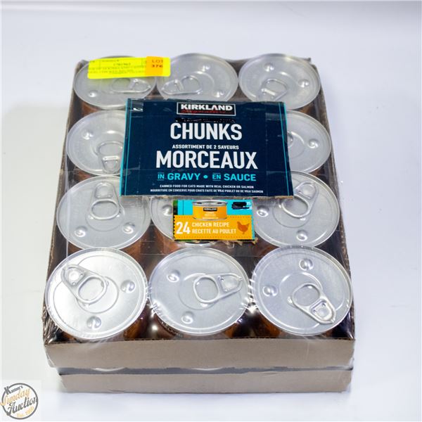 BOX OF 24 KIRKLAND CANNED CAT FOOD, CHICKEN RECIPE