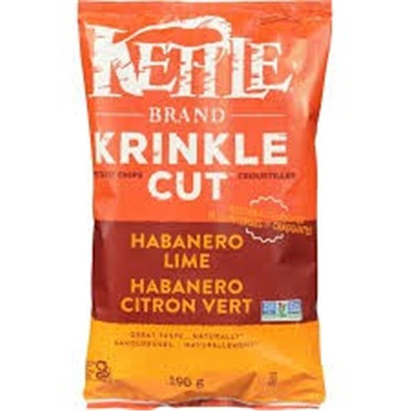BOX OF 18 KETTLE KRINKLE CUT POTATO CHIPS HABANERO