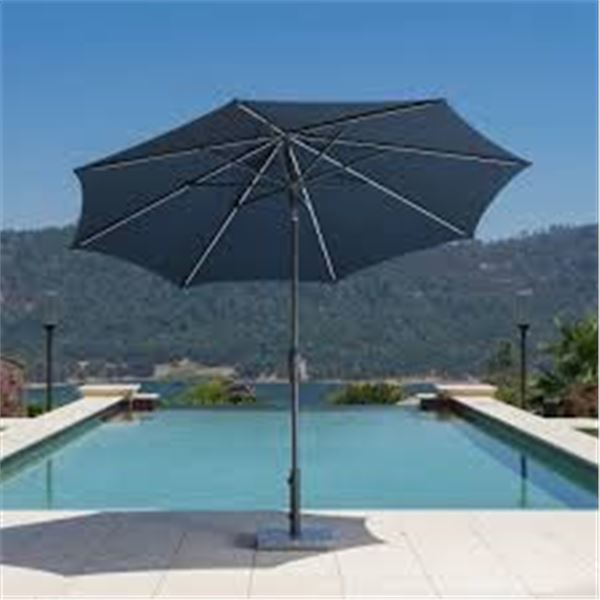 NEW SUNVILLA LED MARKET UMBRELLA BLACK SET- 10FT