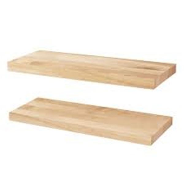 NEW 2 PACK OF LUXURIA FLOATING WOODEN SHELVES