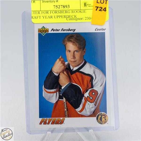 PETER FOR FORSBERG ROOKIE DRAFT YEAR UPPERDECK