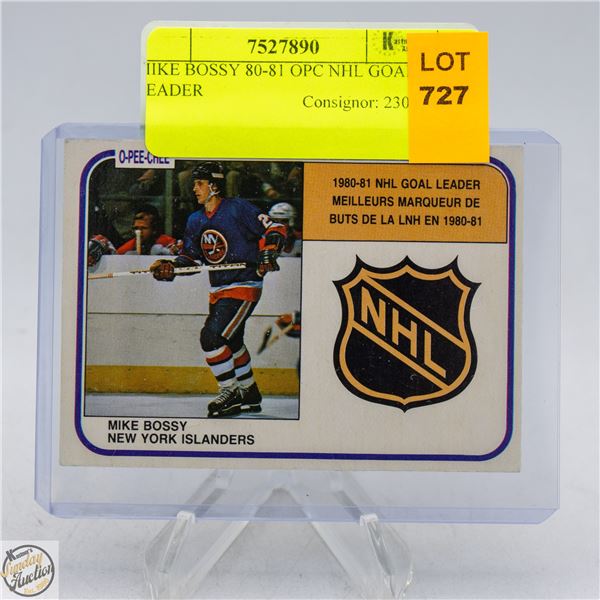 MIKE BOSSY 80-81 OPC NHL GOAL LEADER
