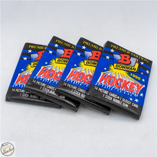 4 SEALED 1990 BOWMAN PREMIER HOCKEY CARDS W/GUM