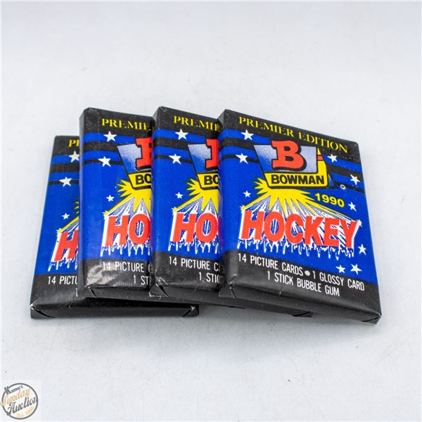 4 SEALED 1990 BOWMAN PREMIER HOCKEY CARDS W/GUM