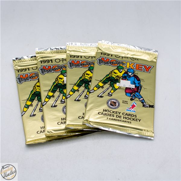 4 SEALED 1991 OPC PREMIER HOCKEY 7 CARDS PER PACK