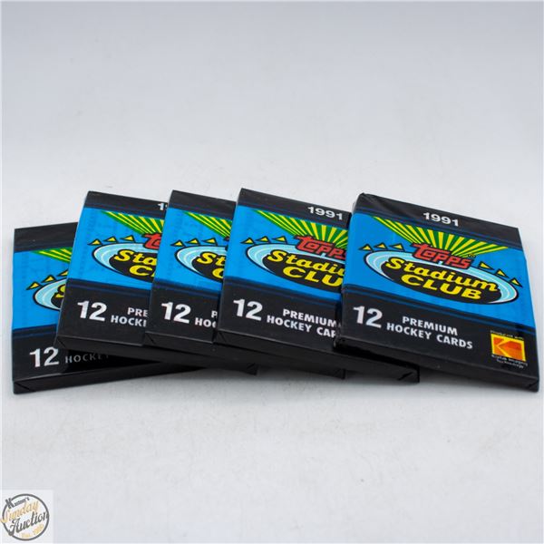 5 SEALED 1991 TOPPS HOCKEY 12 PREMIUM CARDS PER PK