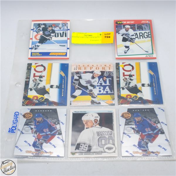 8 WAYNE GRETZKY HOCKEY CARDS