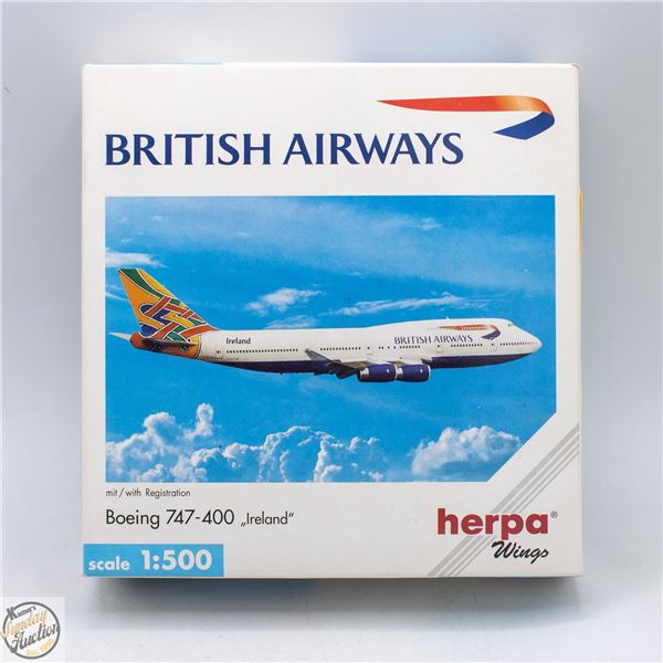 NEW HERPA BRITISH AIRWAYS BOEING 747-400 DIECAST