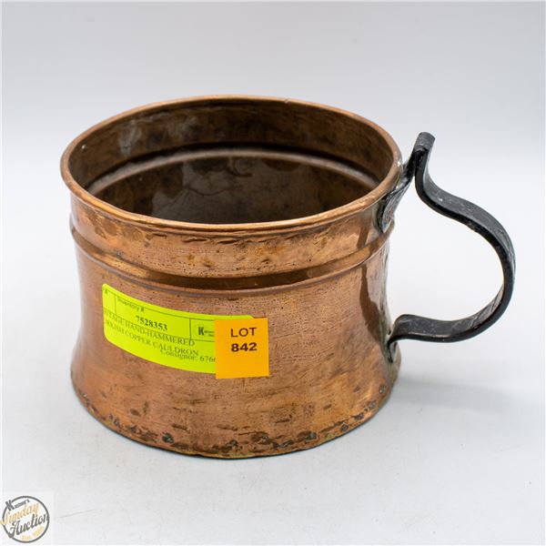 VINTAGE HAND-HAMMERED TURKISH COPPER CAULDRON