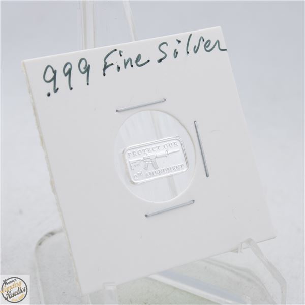 #4355-.999 FINE SILVER BAR W/2ND AMENDMENT ON