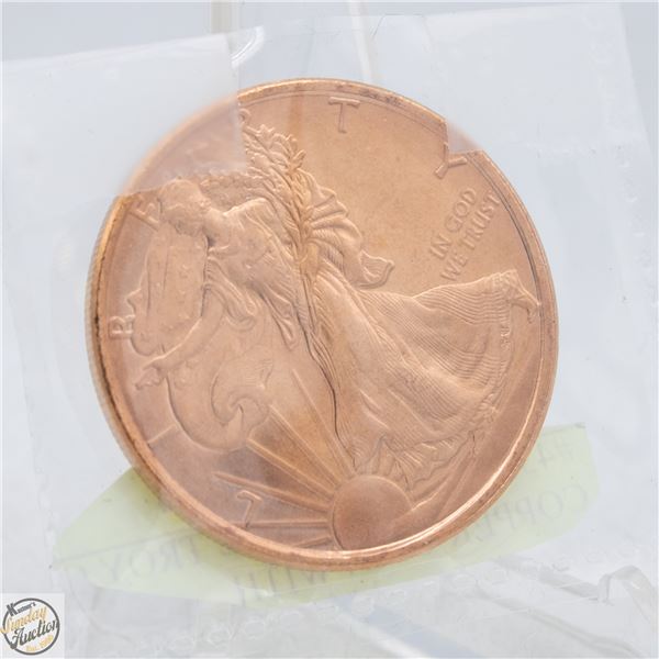 #4352-FINE .999 ONE TROY OUNCE COPPER COIN WITH