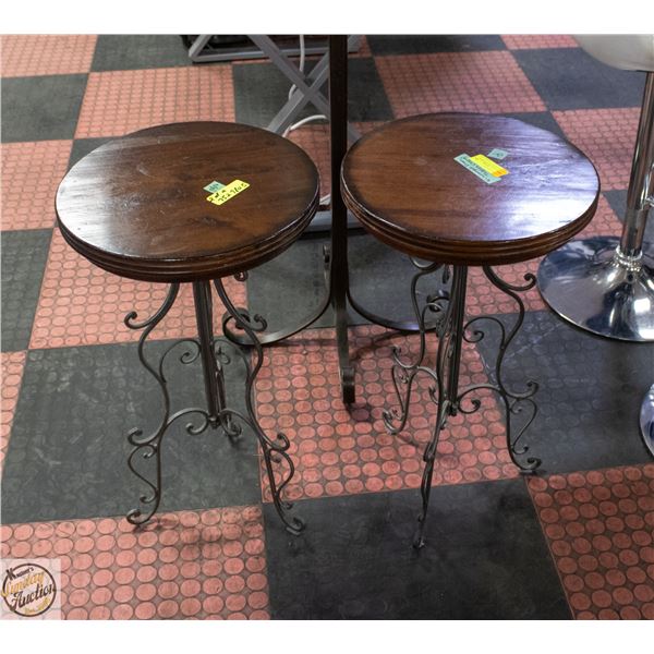 SET OF 2 SIDE WROUGHT IRON TABLES WITH