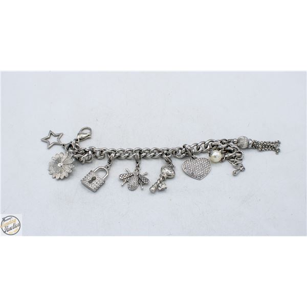 DSMK STAINLESS STEEL CHARM BRACLET WITH CHARMS