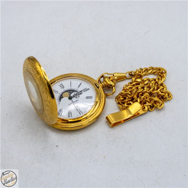 VINTAGE SENSOR QUARTZ POCKET WATCH GOLD TONE
