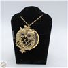 Image 1 : VINTAGE GOLD TONE OWL MAGNIFYING GLASS PENDANT