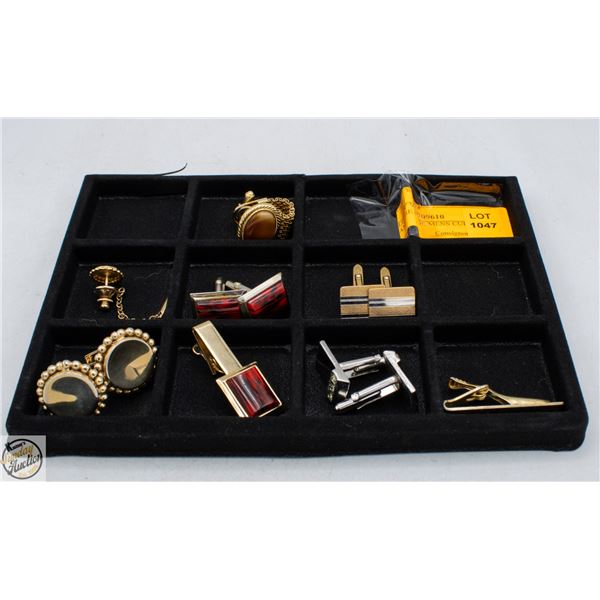 LOT OF VINTAGE MENS CUFF LINKS AND TIE CLIPS