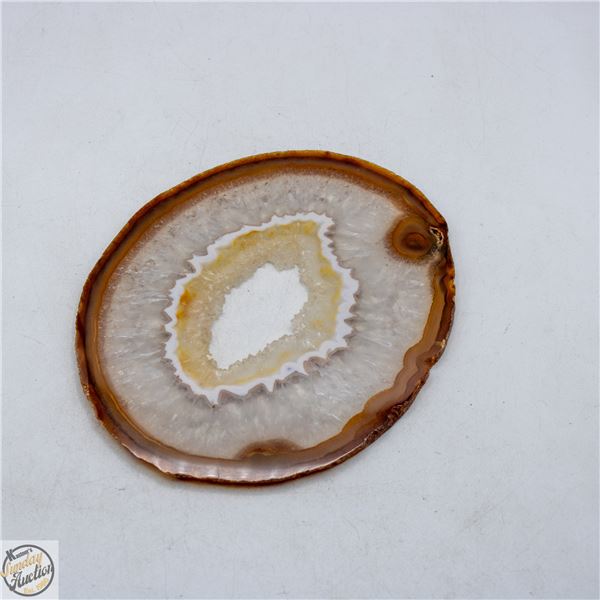 VINTAGE POLISHED GEODE AGATE SLICE- 6" X 5"