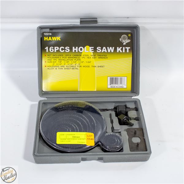 HAWK 16PCS HOLE SAW SET IN GREY CASE
