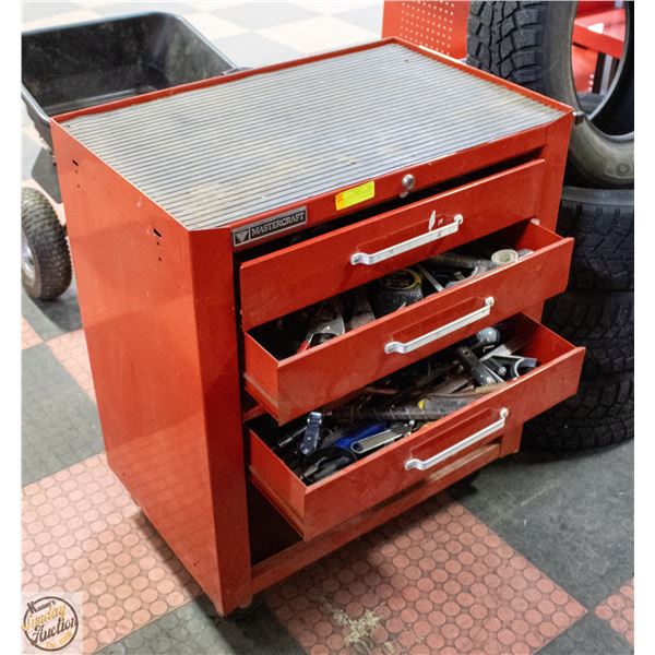 MASTERCRAFT TOOL BOX WITH TOOLS 34.5"X19"X31.5"