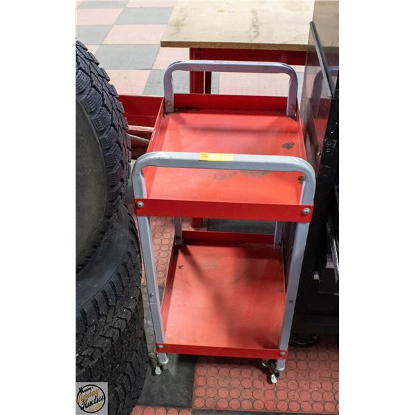 RED METAL ROLLING TOOL CART 34" X 16" X 20"