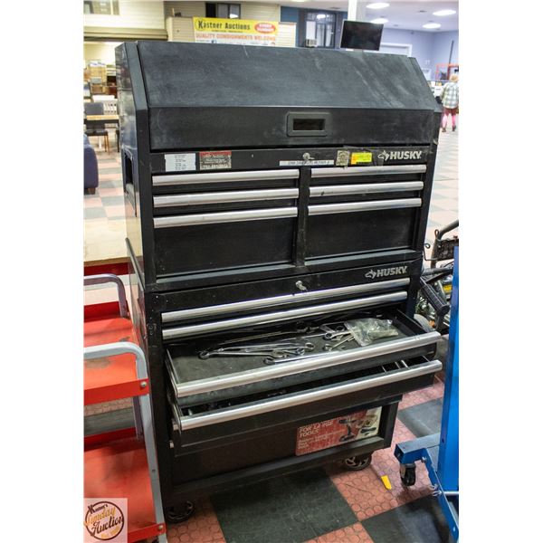 HUSKY TOOL CHEST WITH CONTENTS 63" X 19" X 36.5"