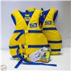Image 1 : 2 FLUID BRAND BLUE YELLOW LIFE JACKETS