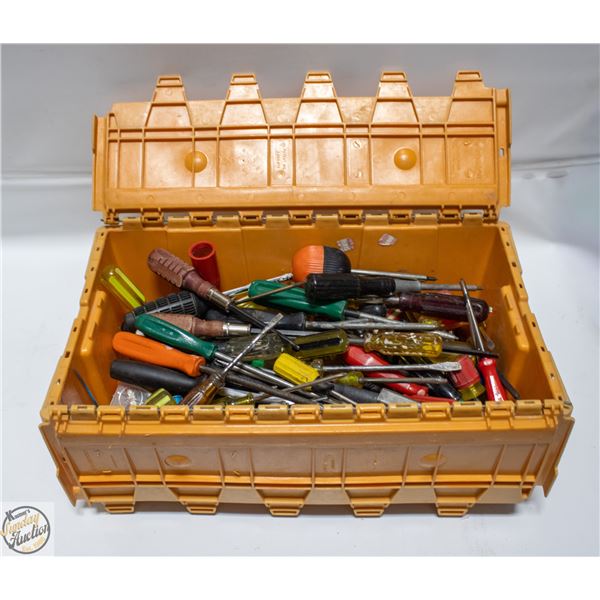 ORANGE BIN OF SCREW DRIVERS