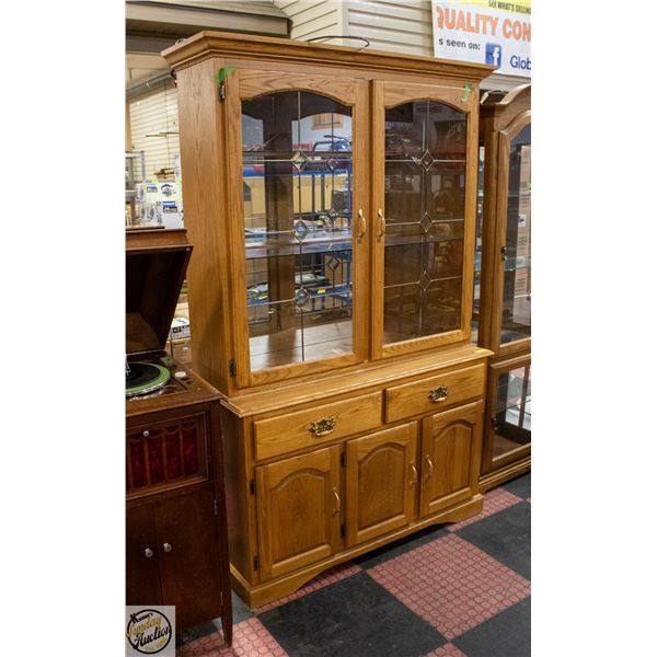 WOOD AND GLASS CHINA CABINET 48" X 17" X 78"