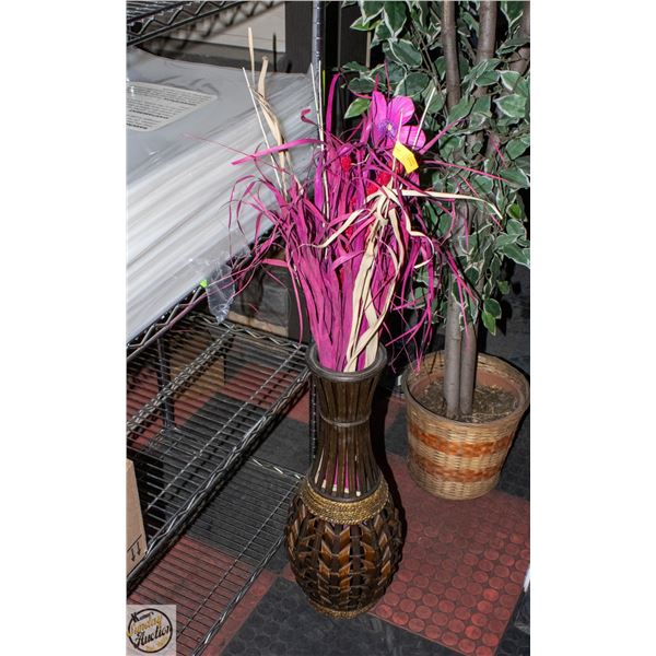 FLORAL ARRANGEMENT IN WICKER VASE