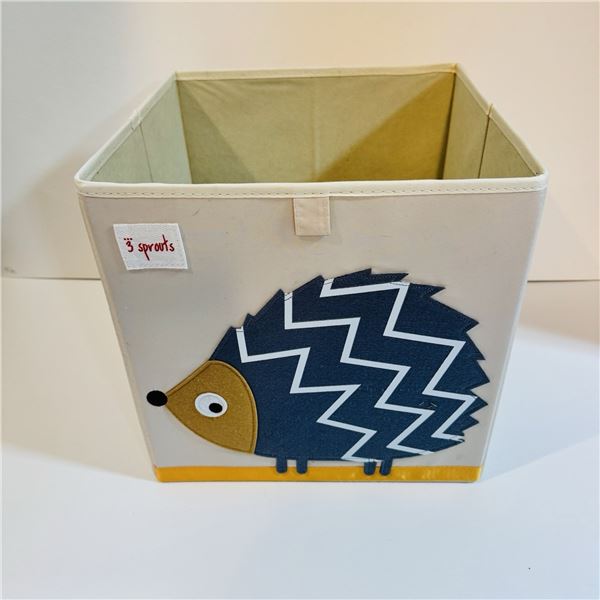 CLOTH STORAGE BIN W/ HEDGEHOG DESIGN 12" X 12"