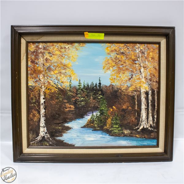 VINTAGE GALE ENGLISH PAINTING FALL RIVER SCENE