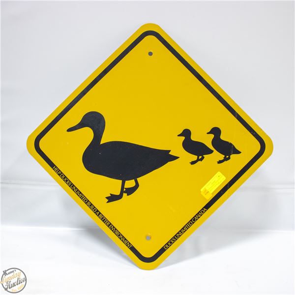 DUCKS CROSSING TIN SIGN DUCKS UNLIMITED CANADA 18"