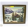 Image 1 : VINTAGE GALE ENGLISH PAINTING WINTER CHURCH FACING