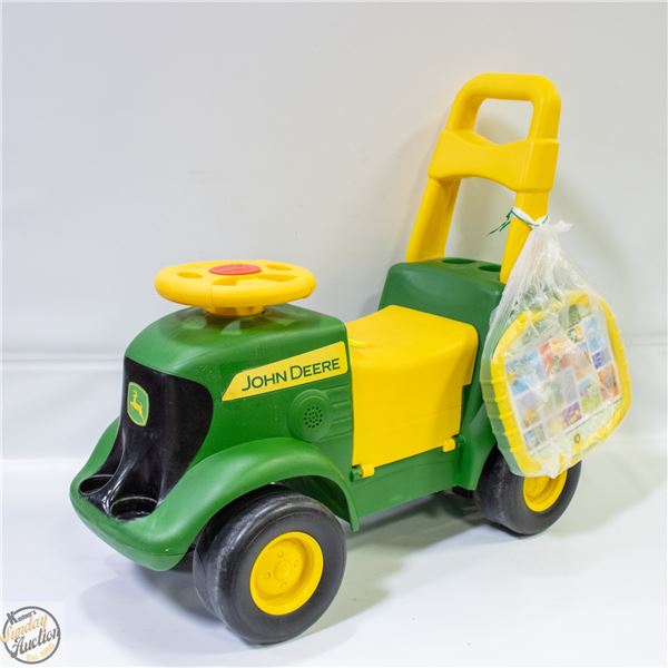 JOHN DEERE RIDE-ON W/LAPTOP, INTERACTIVE ANIMALS