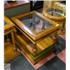 Image 1 : WOODEN SIDE COFFEE TABLE WITH GLASS TOP INSERT
