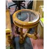 Image 1 : WOODEN ROUND SIDE TABLE WITH ROUND GLASS INSERT