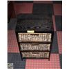 Image 1 : 3 DRAWER WOOD AND WICKER STORAGE SHELVES