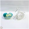 Image 1 : ART GLASS BOWL AND CRYSTAL SWAN