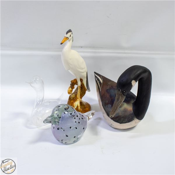 LOT OF GLASS, CLAY, CERAMIC BIRDS