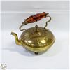 Image 1 : VINTAGE BRASS KETTLE WITH AMBER GLASS HANDLE
