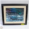 Image 1 : NORTHERN LIGHTS OIL PAINTING 20" X 17"